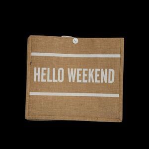 Tan Tote Bag with White Accents